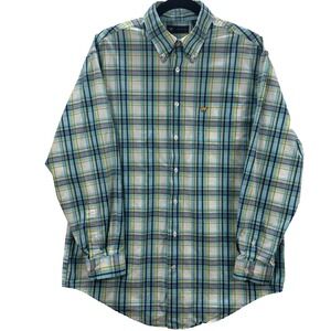 Jack Nicklaus Mens Medium Plaid Button Down Shirt Long Sleeve Golden Bear